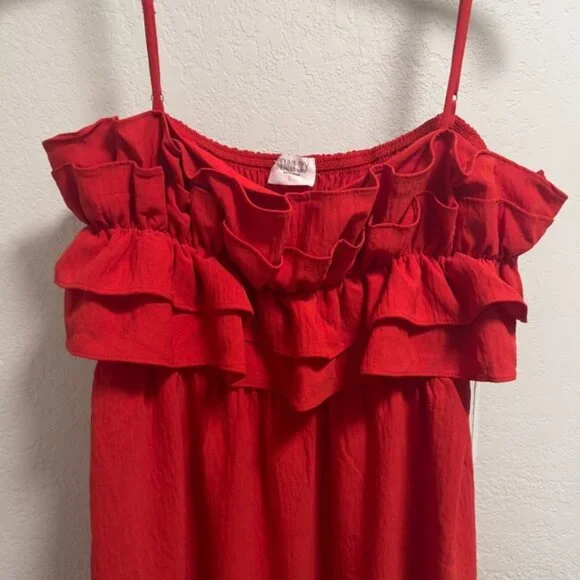 Women’s Red Ruffle Mini Dress NWT - Picture 2 of 6